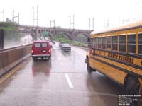 Atlantic Express 3625 school bus, Interstate 76, Philadelphia,PA - Blue Bird