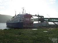 A TST Truckload Express O/O gets on the Camille Marcoux ferry to Matane