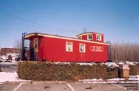 Ex-CN Caboose in a McDonald's restaurant parking lot at Cowansville,QC