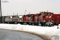 CP 5688, STL&H 8245, CP 5973, CDAC 457 - F40PHRm (Ex-Amtrak F40PH 367) and AMTK - MMA 245