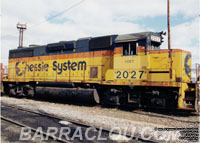 CSXT 2027 - GP38 (To UP GP38M-3 2508, then UP 1008 -- Ex-B&O 3827)