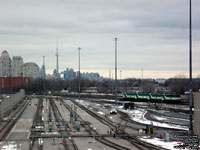 Unidentified GO Transit trains lay over North Bathurst yard